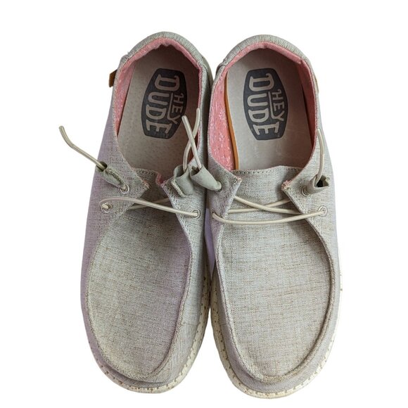 Hey Dude Shoes - Hey Dude Wendy Chambray Shoes Loafers Size 10 White Nut Women With Box Slip On